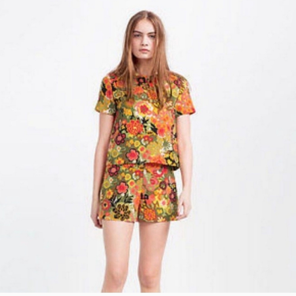Zara Multicolor Floral Short Jumpsuit